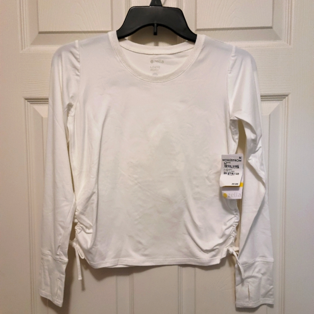 Zella Girl Long Sleeve Ivory T-Shirt with cute side ties
